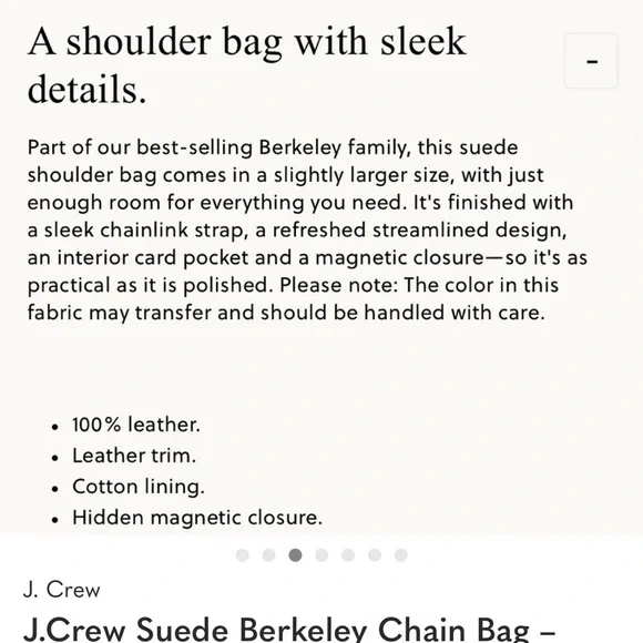 J. Crew Suede Berkeley Bag in black with Gold Chain